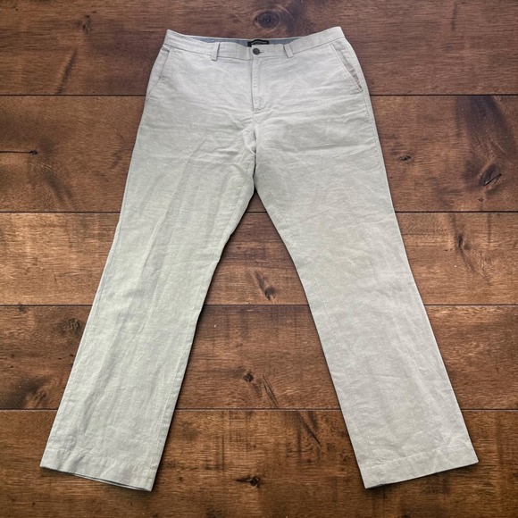 Banana Republic Other - Banana Republic Aiden Chino Pants Mens 36x32 Gray Linen Cotton Slim Straight
